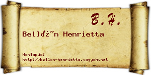 Bellán Henrietta névjegykártya